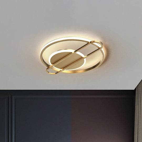 Minimalist Metallic Black/Gold LED Flush Ceiling Light - Circle/Square Shape in Warm/White Light