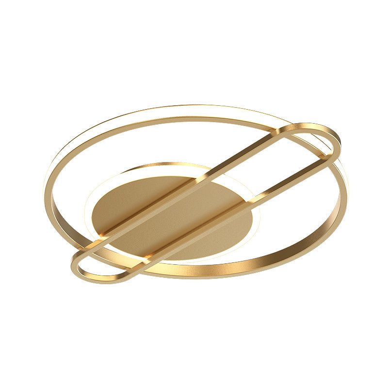 Minimalist Metallic Black/Gold LED Flush Ceiling Light - Circle/Square Shape in Warm/White Light