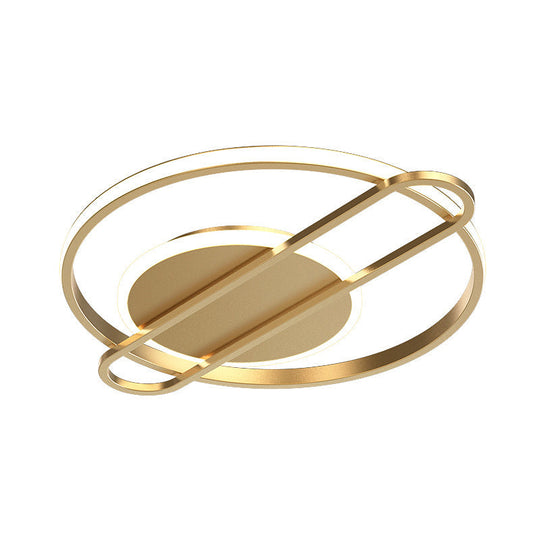 Minimalist Metallic Black/Gold LED Flush Ceiling Light - Circle/Square Shape in Warm/White Light