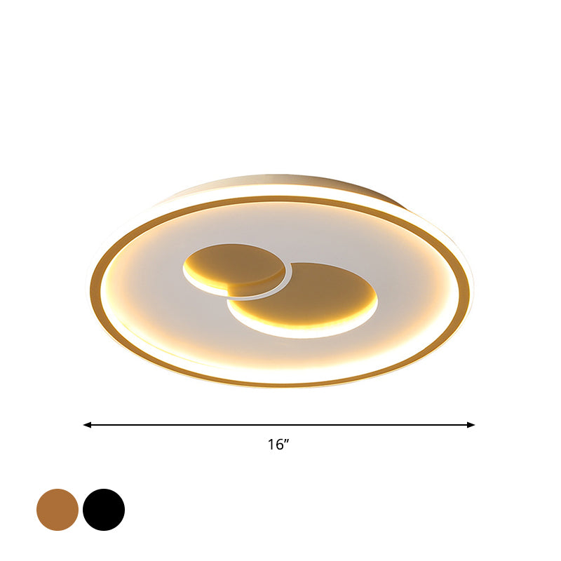 16"/19.5" Black/Gold LED Flushmount Ceiling Light with Simplicity Acrylic Design