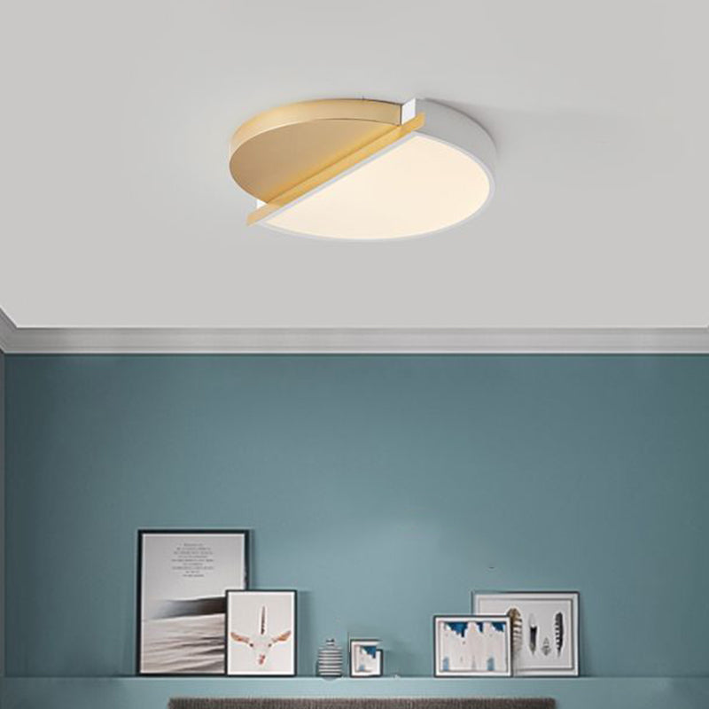 Modern Metal LED Flush Light: Sunrise Design, 16"/23.5" W Round LED Bedroom Ceiling Mount Lamp in White/3 Color Light