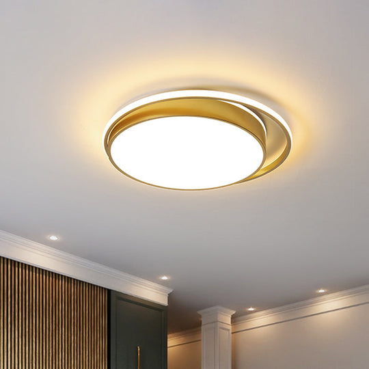 Minimalistic Gold LED Ceiling Fixture with Flush Mount, Acrylic Frame, 18"/21.5" Wide
