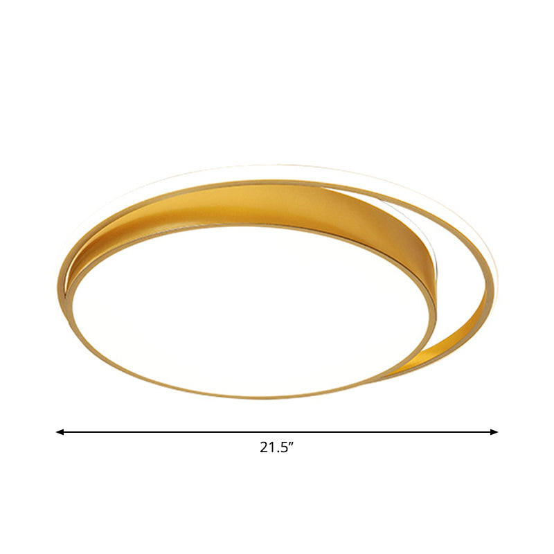 Minimalistic Gold LED Ceiling Fixture with Flush Mount, Acrylic Frame, 18"/21.5" Wide