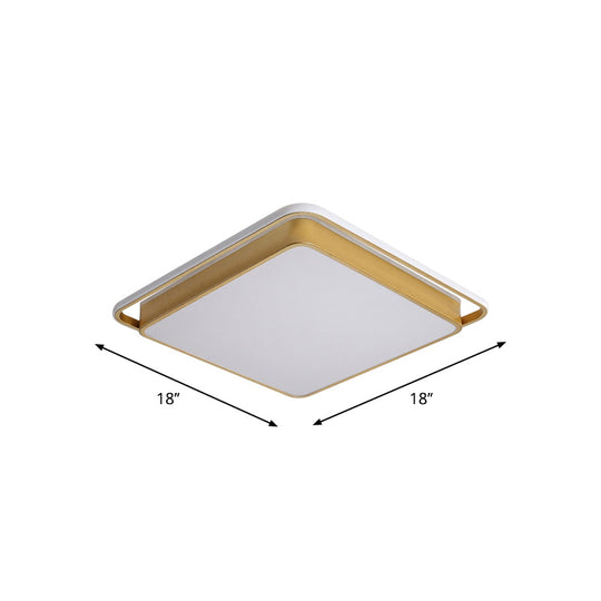 Minimalistic Gold Led Ceiling Fixture With Flush Mount Acrylic Frame 18/21.5 Wide