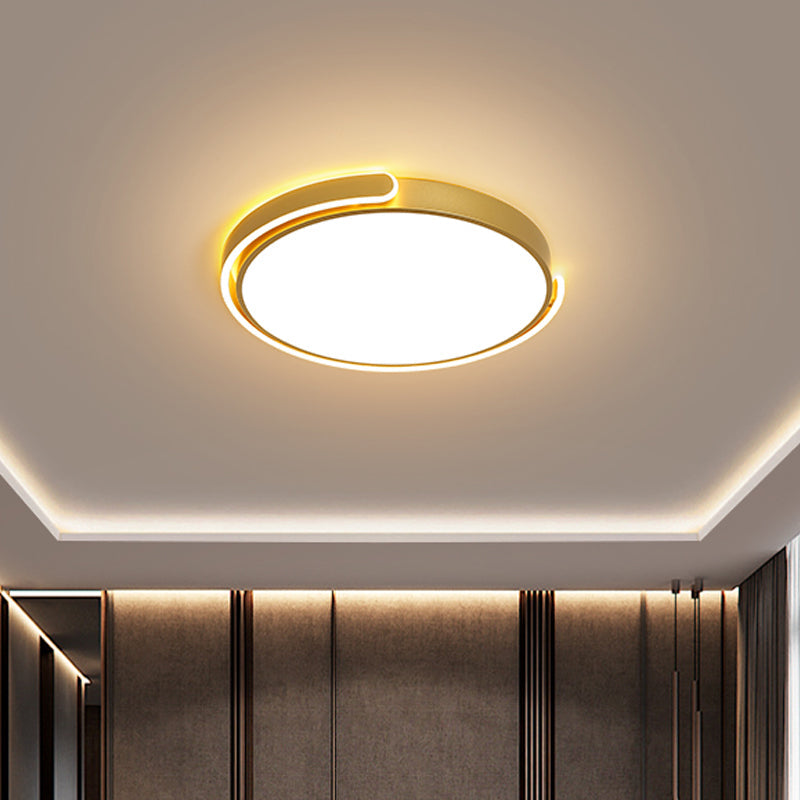 Simplicity LED Ceiling Lamp - Black/White/Gold Round Flush Mount Lighting with Acrylic Shade, Warm/White Light