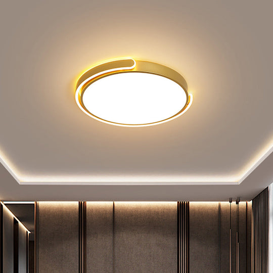 Simplicity LED Ceiling Lamp - Black/White/Gold Round Flush Mount Lighting with Acrylic Shade, Warm/White Light