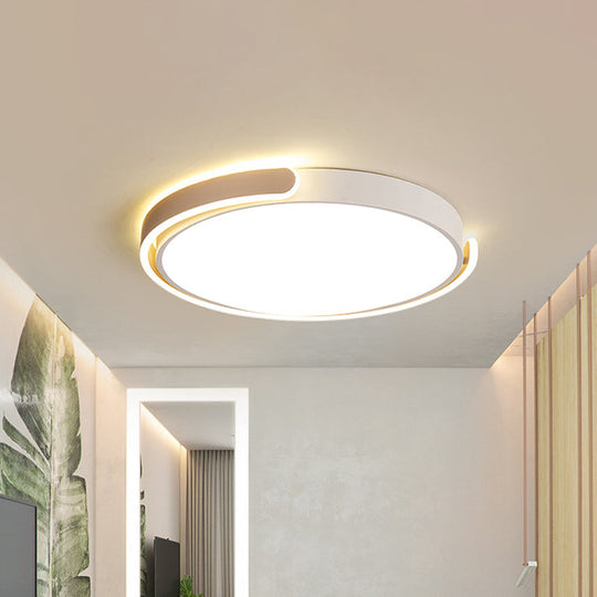 Simplicity LED Ceiling Lamp - Black/White/Gold Round Flush Mount Lighting with Acrylic Shade, Warm/White Light