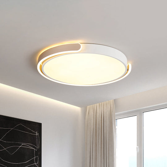 Simplicity LED Ceiling Lamp - Black/White/Gold Round Flush Mount Lighting with Acrylic Shade, Warm/White Light