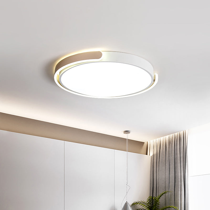Simplicity Led Ceiling Lamp - Black/White/Gold Round Flush Mount Lighting With Acrylic Shade