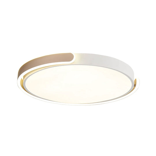 Simplicity LED Ceiling Lamp - Black/White/Gold Round Flush Mount Lighting with Acrylic Shade, Warm/White Light