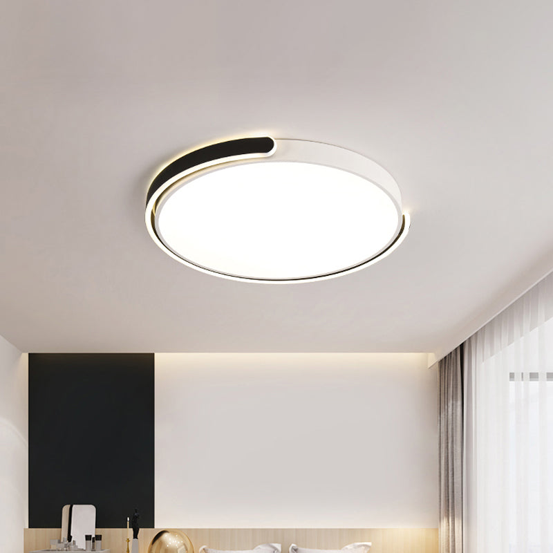 Simplicity LED Ceiling Lamp - Black/White/Gold Round Flush Mount Lighting with Acrylic Shade, Warm/White Light