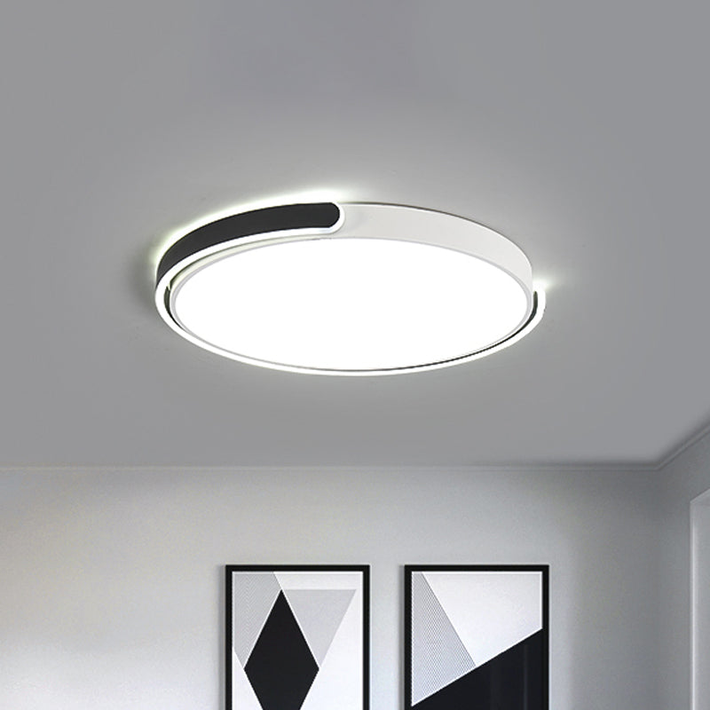 Simplicity Led Ceiling Lamp - Black/White/Gold Round Flush Mount Lighting With Acrylic Shade