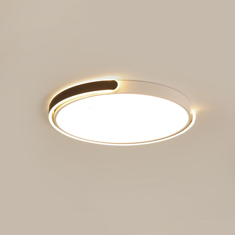 Simplicity Led Ceiling Lamp - Black/White/Gold Round Flush Mount Lighting With Acrylic Shade