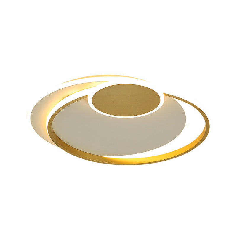 Circle Metal Flushmount Ceiling Light: 16.5/20.5 Wide Led Gold In Warm/White/3 Color For Bedroom