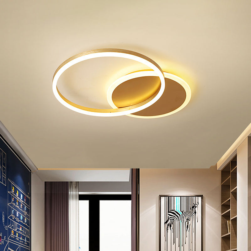 Modernist Led Flushmount Gold Hoop Ceiling Light Acrylic Shade Warm/White 2/3/5-Head