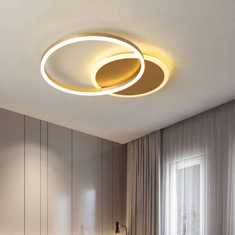 Modernist LED Flushmount Gold Hoop Ceiling Light, Acrylic Shade, Warm/White Light – 2/3/5-Head