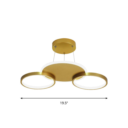 Modern Gold Halo Ring Chandelier - Flush Mount 3/5/6-Light Metal Ceiling Lamp In Warm/White Light