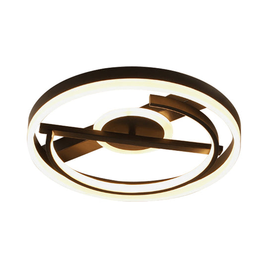 Minimalist LED Circular Hotel Ceiling Mount Lamp - Aluminum Flush Mount Light in Black/White, 16"/19.5" Dia