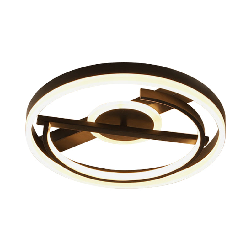 Minimalist Led Circular Hotel Ceiling Mount Lamp - Aluminum Flush Light In Black/White 16/19.5 Dia