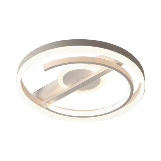 Minimalist LED Circular Hotel Ceiling Mount Lamp - Aluminum Flush Mount Light in Black/White, 16"/19.5" Dia