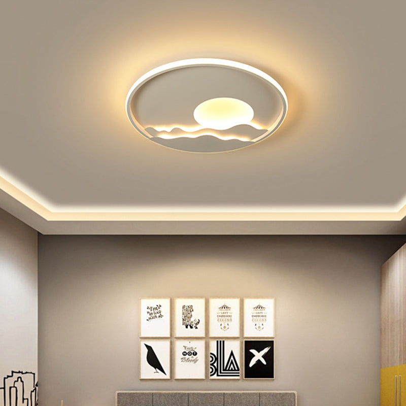 Ultrathin Circle Acrylic Flush Light - Modern Led White Ceiling Lamp | 16/19.5/23.5 Sunrise Pattern