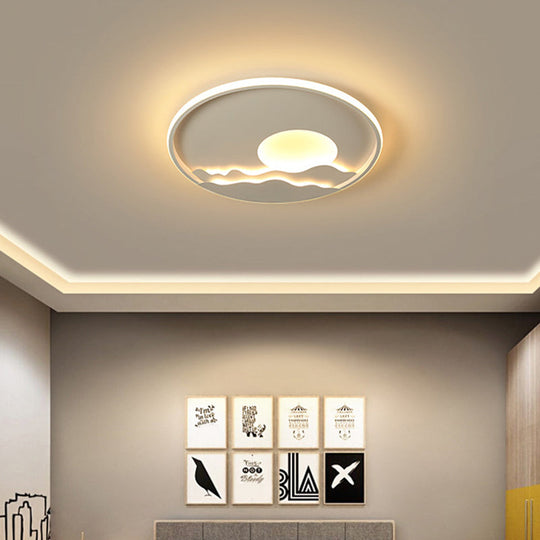 Ultrathin Circle Acrylic Flush Light - Modern Led White Ceiling Lamp | 16/19.5/23.5 Sunrise Pattern
