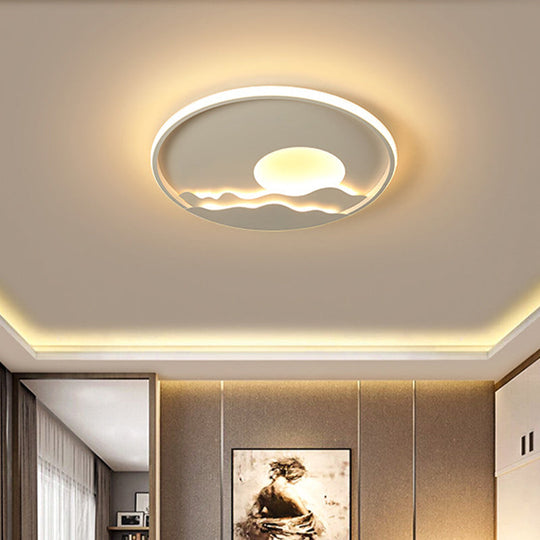 Ultrathin Circle Acrylic Flush Light - Modern Led White Ceiling Lamp | 16/19.5/23.5 Sunrise Pattern
