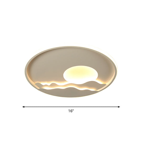 Ultrathin Circle Acrylic Flush Light - Modern LED White Ceiling Lamp | 16"/19.5"/23.5" | Sunrise Pattern | Warm/White Light