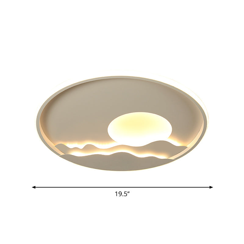 Ultrathin Circle Acrylic Flush Light - Modern Led White Ceiling Lamp | 16/19.5/23.5 Sunrise Pattern