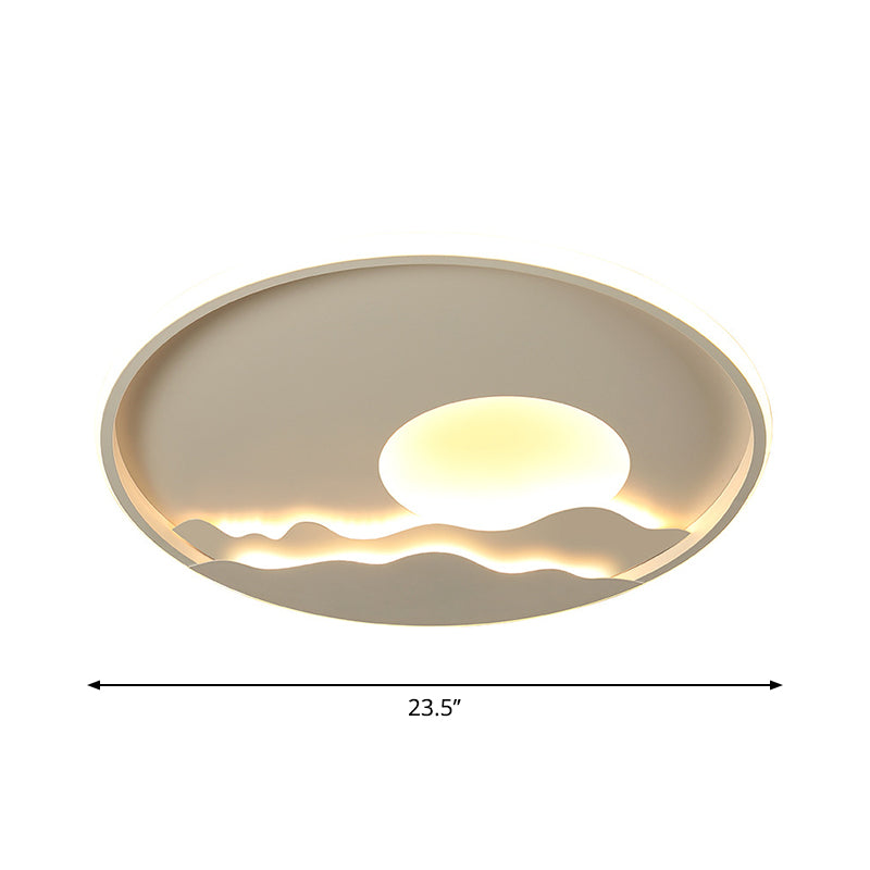 Ultrathin Circle Acrylic Flush Light - Modern LED White Ceiling Lamp | 16"/19.5"/23.5" | Sunrise Pattern | Warm/White Light