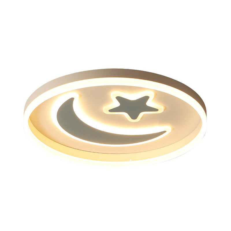 Kids Led Ceiling Light With Moon-Star Pattern - Acrylic Flush Mount Lighting For Bedrooms