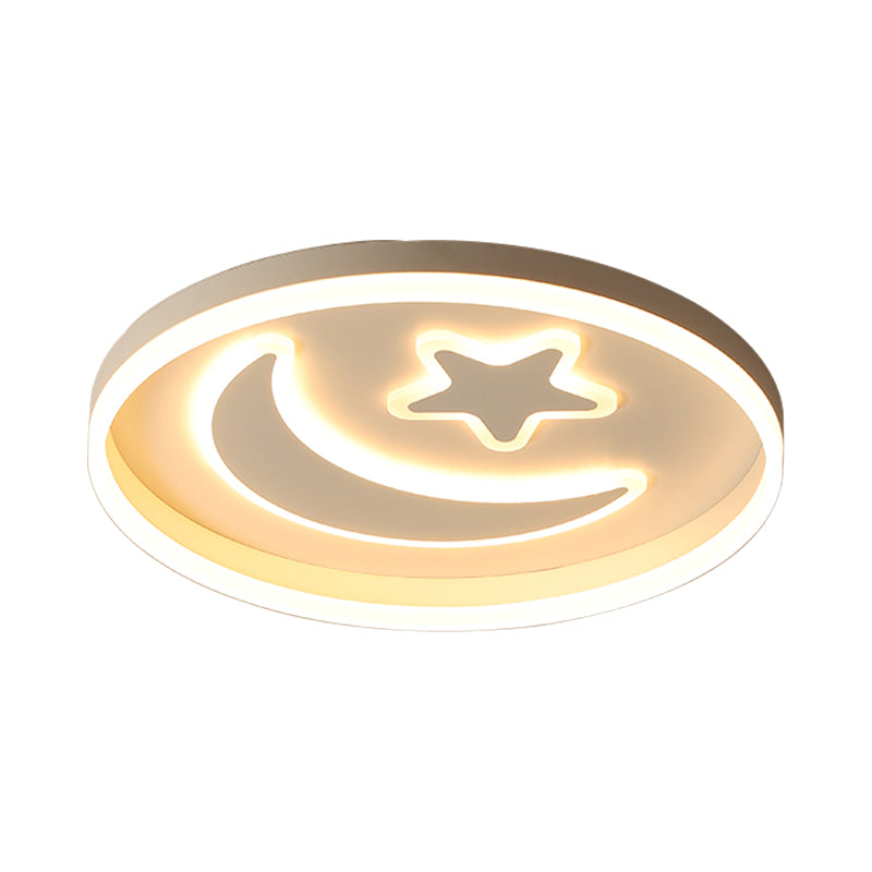 Kids Led Ceiling Light With Moon-Star Pattern - Acrylic Flush Mount Lighting For Bedrooms