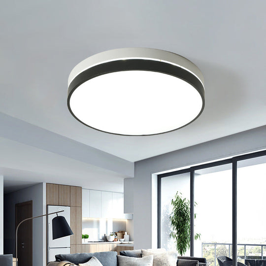 Modern Nordic LED Ceiling Light in Black & White - Round, Square or Rectangle Flushmount