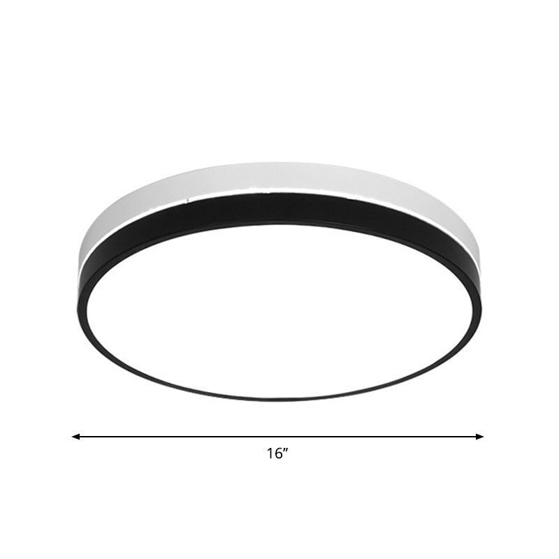 Modern Nordic LED Ceiling Light in Black & White - Round, Square or Rectangle Flushmount