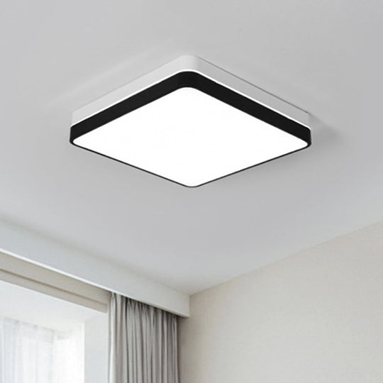 Modern Nordic LED Ceiling Light in Black & White - Round, Square or Rectangle Flushmount