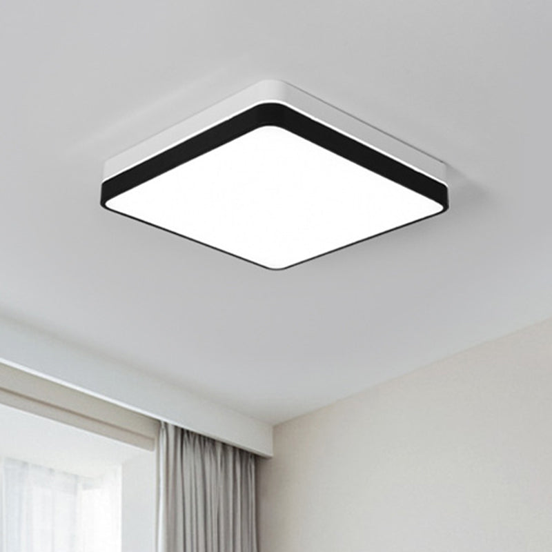 Modern Nordic Led Ceiling Light In Black & White - Round Square Or Rectangle Flushmount
