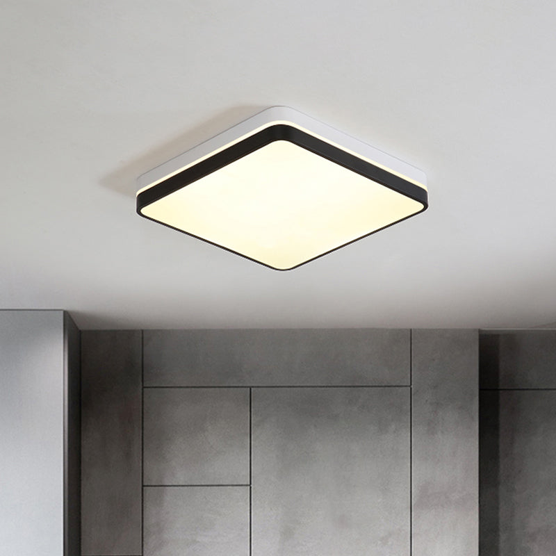 Modern Nordic LED Ceiling Light in Black & White - Round, Square or Rectangle Flushmount