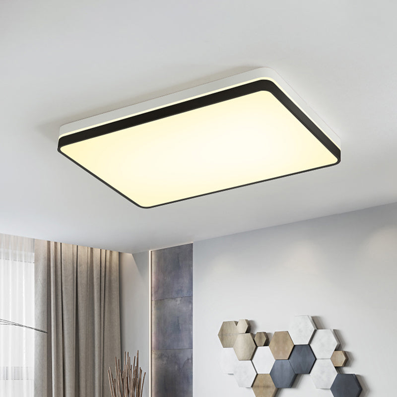 Modern Nordic LED Ceiling Light in Black & White - Round, Square or Rectangle Flushmount