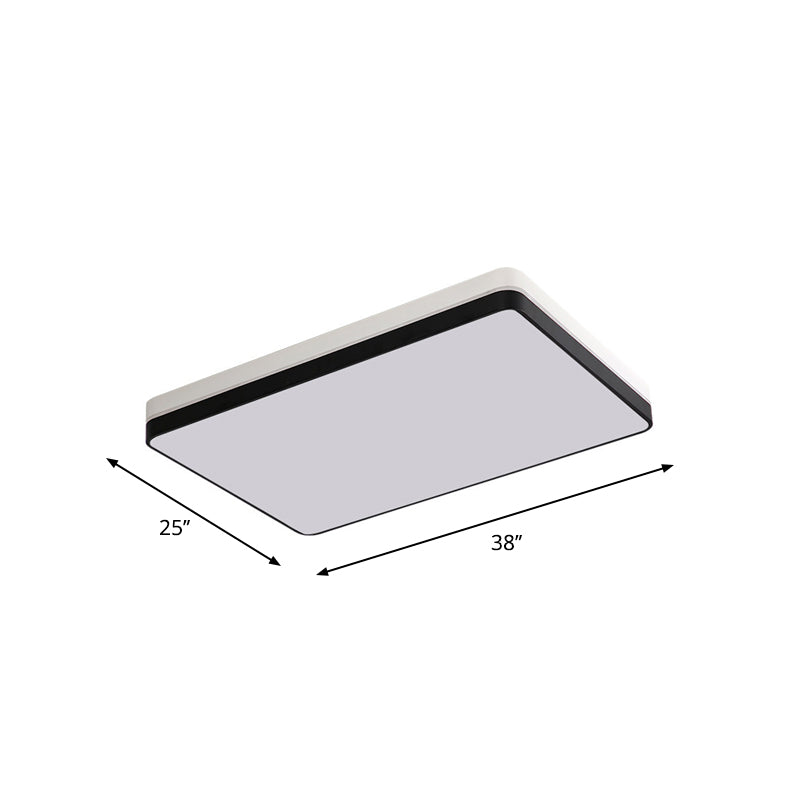 Modern Nordic Led Ceiling Light In Black & White - Round Square Or Rectangle Flushmount