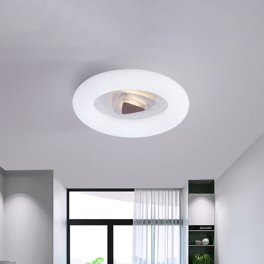Contemporary Acrylic LED Ceiling Flush Mount Light for Living Room - Oval/Triangle/Round Shapes, White