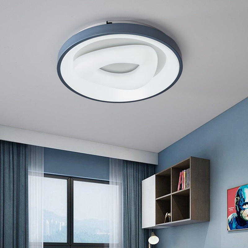 Modern Led Ceiling Light - Triangular Acrylic Flush-Mount In Blue With Round/Square Frame