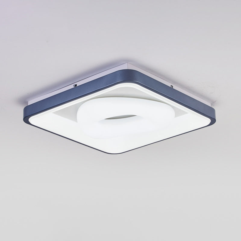 Modern Led Ceiling Light - Triangular Acrylic Flush-Mount In Blue With Round/Square Frame