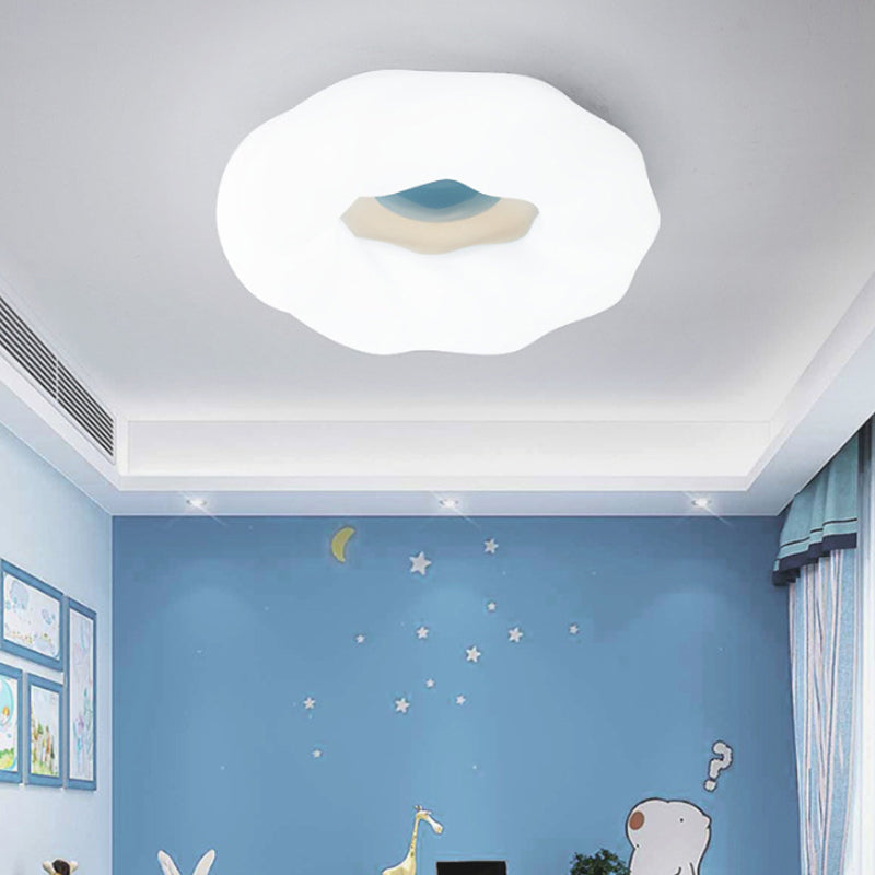 Cartoon Cloud Led Flush Mount Ceiling Light In White/Blue/Coffee - Acrylic Corridor Fixture