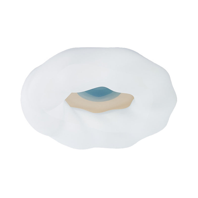 Cartoon Cloud Led Flush Mount Ceiling Light In White/Blue/Coffee - Acrylic Corridor Fixture