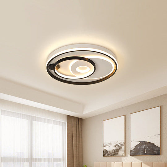 Modern LED Ceiling Light: Black Layered Round/Square/Rectangle Flush Mount with Acrylic Shade, Warm/White Light