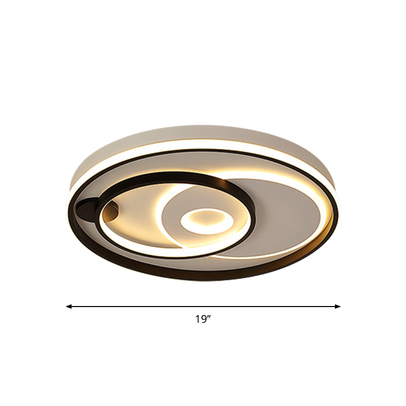 Modern LED Ceiling Light: Black Layered Round/Square/Rectangle Flush Mount with Acrylic Shade, Warm/White Light