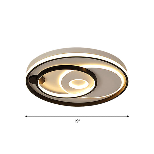 Modern LED Ceiling Light: Black Layered Round/Square/Rectangle Flush Mount with Acrylic Shade, Warm/White Light
