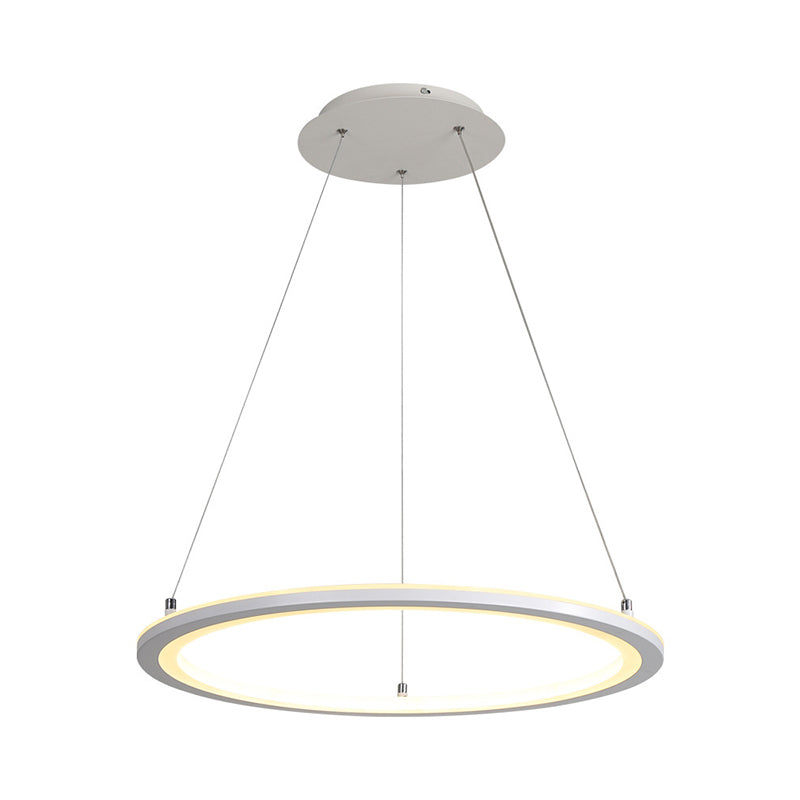 Lampe suspendue LED blanche minimaliste : lustre de cuisine en acrylique, design circulaire, plusieurs tailles (largeur 16"/19,5"/31,5")