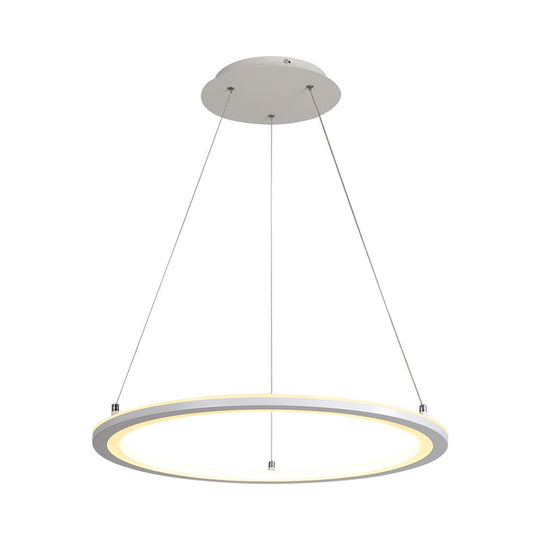 Lampe suspendue LED blanche minimaliste : lustre de cuisine en acrylique, design circulaire, plusieurs tailles (largeur 16"/19,5"/31,5")
