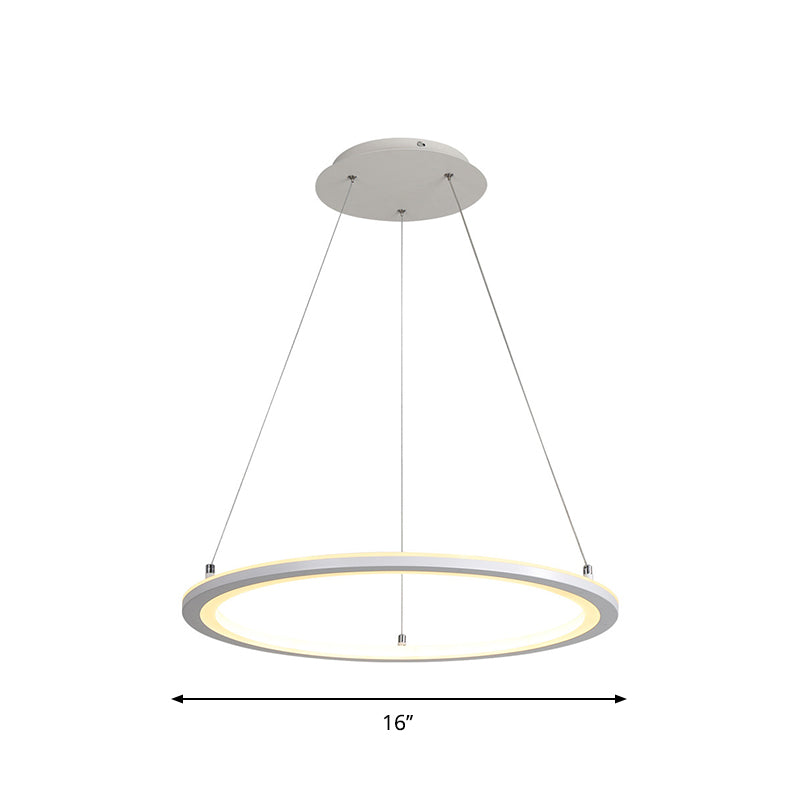 Lampe suspendue LED blanche minimaliste : lustre de cuisine en acrylique, design circulaire, plusieurs tailles (largeur 16"/19,5"/31,5")
